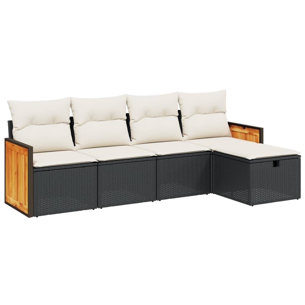 Salon de jardin 5 places en résine tressée modulable avec pouf pour terrasse ou patio Noir – ComfortXL Outdoor Living - Image 2