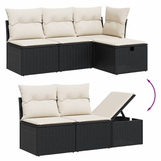 Salon de jardin 5 places en résine tressée modulable avec pouf pour terrasse ou patio Noir – ComfortXL Outdoor Living - Image 3