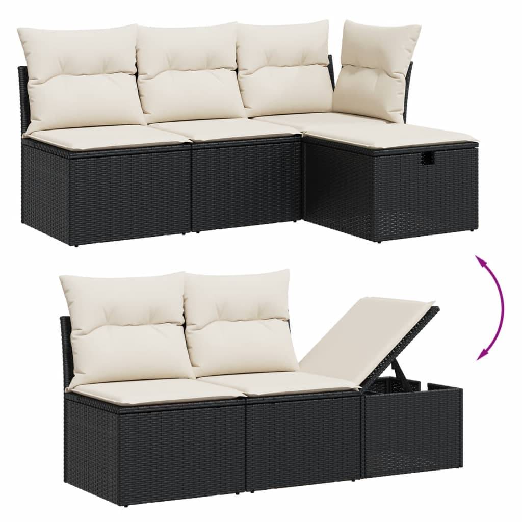 Salon de jardin 5 places en résine tressée modulable avec pouf pour terrasse ou patio Noir – ComfortXL Outdoor Living - Image 3