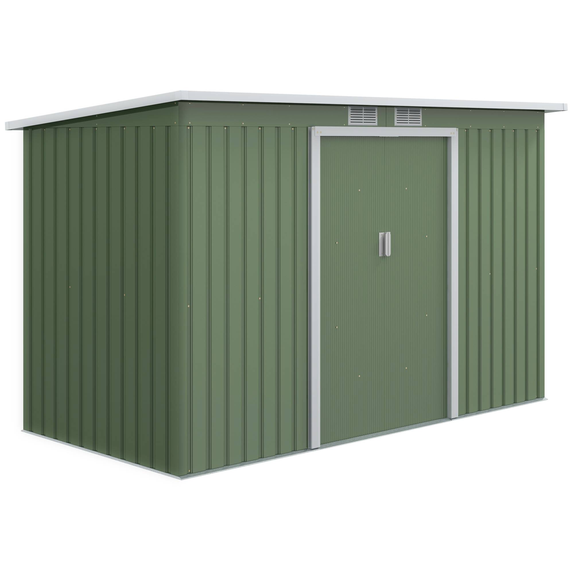 ComfortXL - Abri de jardin acier extérieur rangement outils toit monopente 280x130x172cm vert clair - ComfortXL Outdoor Living - Image 2