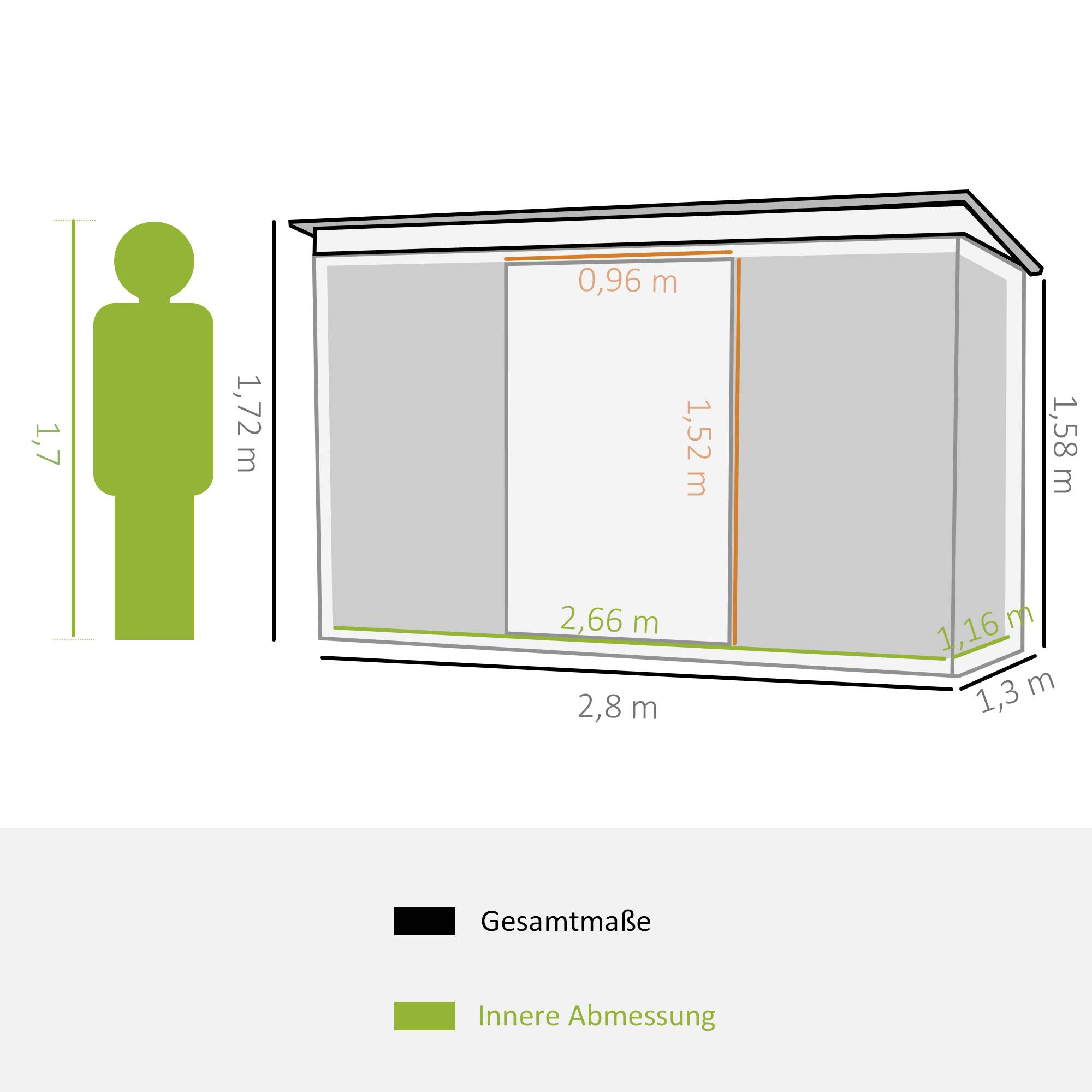 ComfortXL - Abri de jardin acier extérieur rangement outils toit monopente 280x130x172cm vert clair - ComfortXL Outdoor Living - Image 3