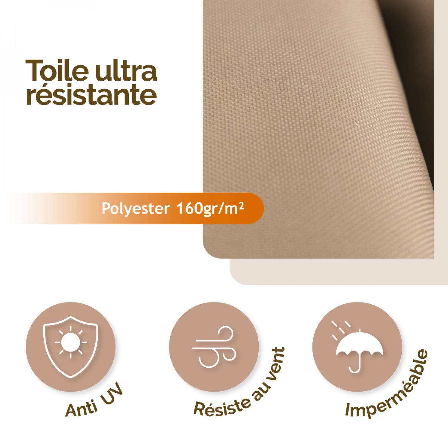 Linxor - Voile d'ombrage triangulaire imperméable et anti-UV - 4 x 4 x 4 m - Taupe - Linxor - Imagen 3