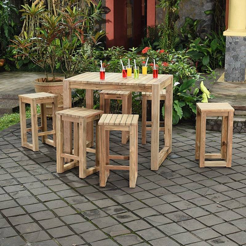 Table haute en teck recyclé 120 cm Toscagne - Gecko Jardin - Imagen 4