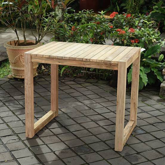 Table haute en teck recyclé 120 cm Toscagne - Gecko Jardin - Imagen 1
