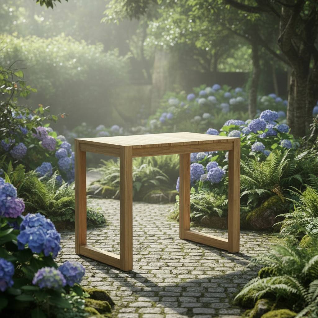 Table haute en teck recyclé 120 cm Toscagne - Gecko Jardin - Imagen 7