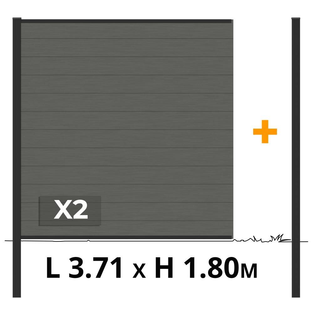 Decklinea - Kit Cloture Composite RIO Anthracite 3,5x1,8m - Bois composite & Aluminium - Poteaux Gris - Montage Facile - Occultation - Imagen 2