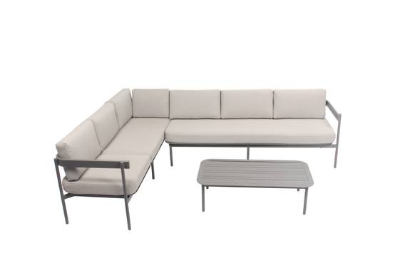 Salon de jardin bas aluminium 6 places modulable taupe SAHARA - Image 2