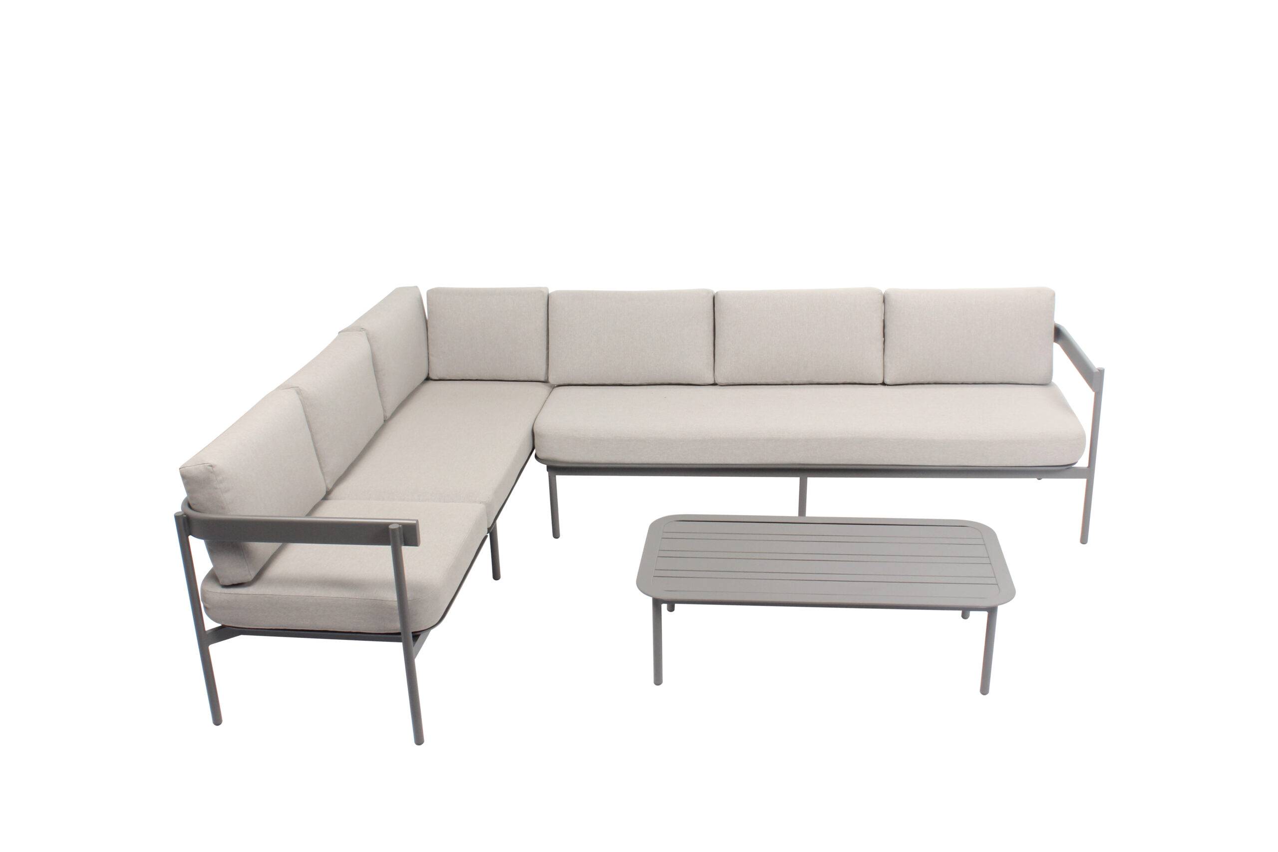 Salon de jardin bas aluminium 6 places modulable taupe SAHARA - Image 2