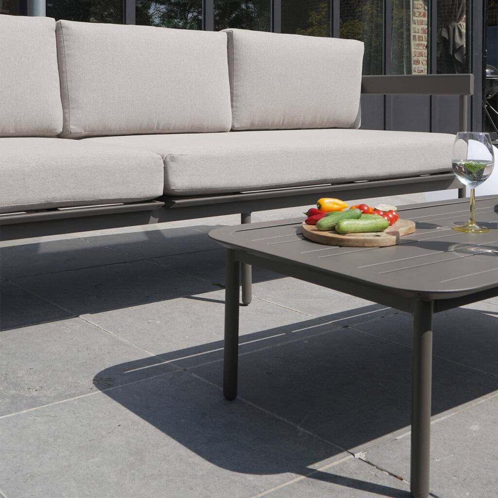 Wilsa Garden - Salon de jardin bas aluminium 6 places modulable taupe SAHARA - Imagen 7