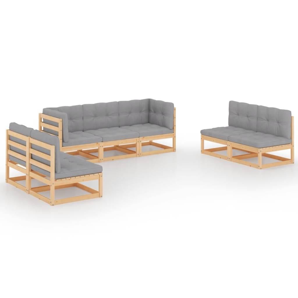 Helloshop26 - Salon de jardin meuble d'extérieur ensemble de mobilier 7 pièces avec coussins bois de pin massif - Imagen 1
