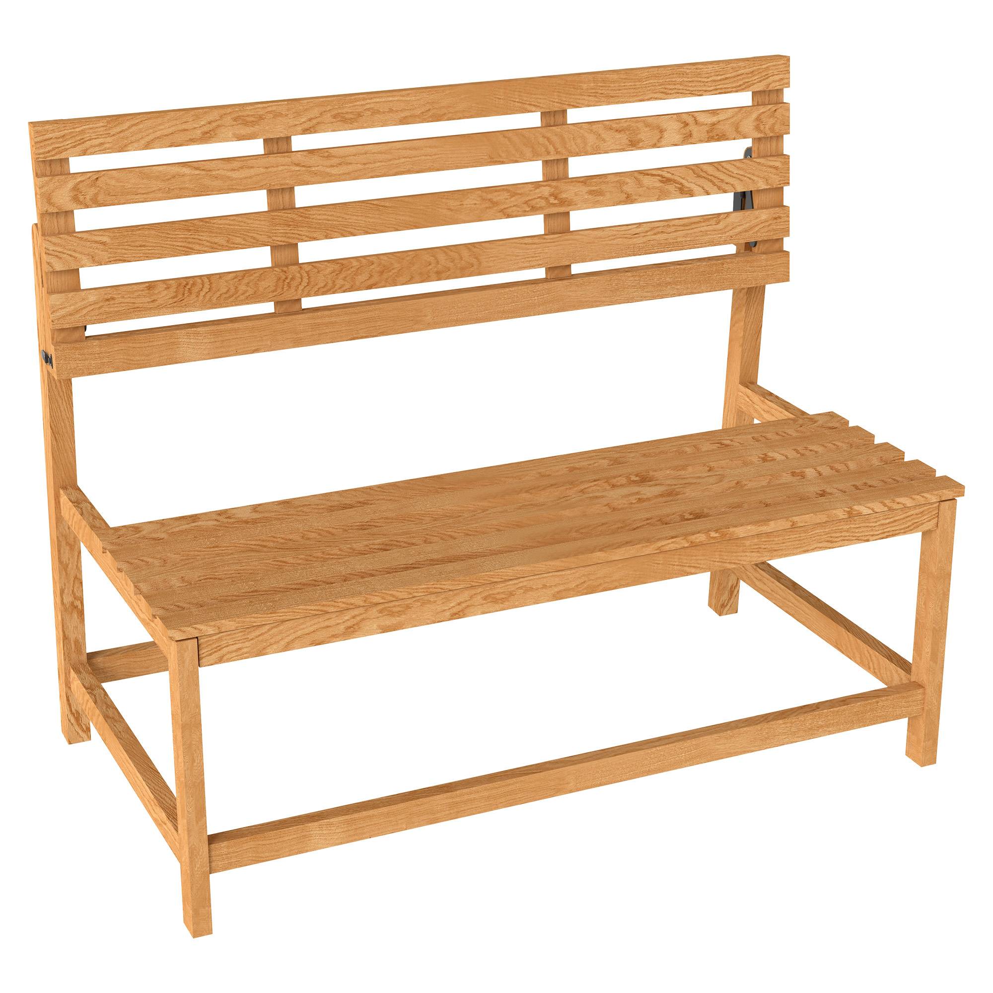 Banc de jardin 2 places en bois de teck, dossier convertible, résistant aux UV, 110x61x89cm, meuble extérieur polyvalent - Image 1