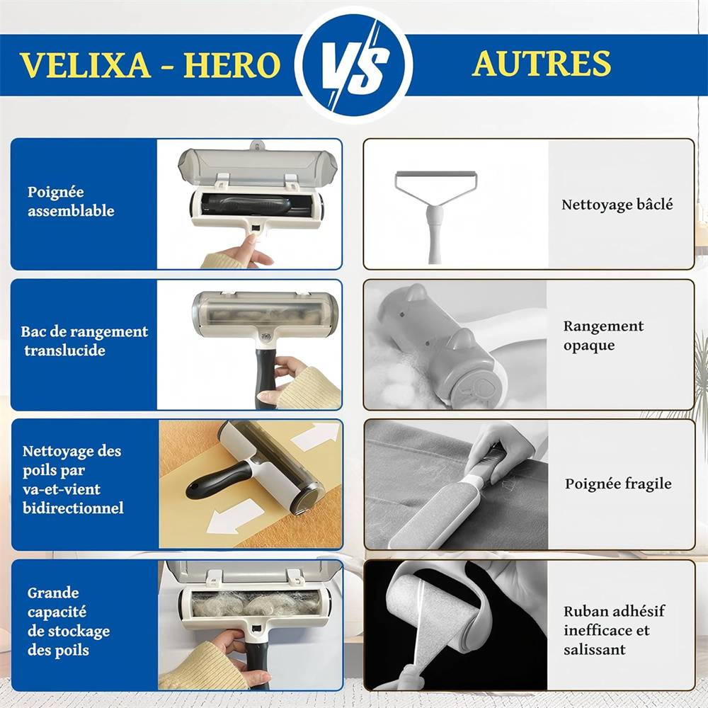 Rouleau Anti Poils Animaux Réutilisable - Noir - Image 3