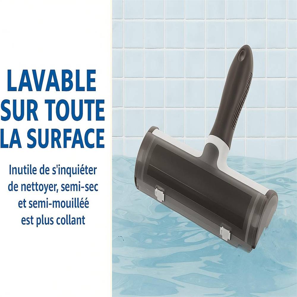 Rouleau Anti Poils Animaux Réutilisable - Noir - Image 4