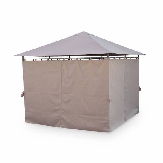 sweeek - Tonnelle 3x3 m - Elusa - Toile taupe - Pergola avec rideaux. tente de jardin. barnum. chapiteau. réception | sweeek - Image 3