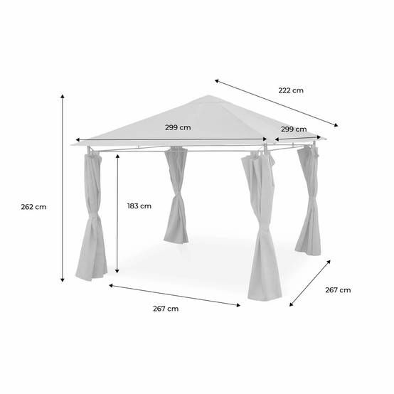 sweeek - Tonnelle 3x3 m - Elusa - Toile taupe - Pergola avec rideaux. tente de jardin. barnum. chapiteau. réception | sweeek - Image 6