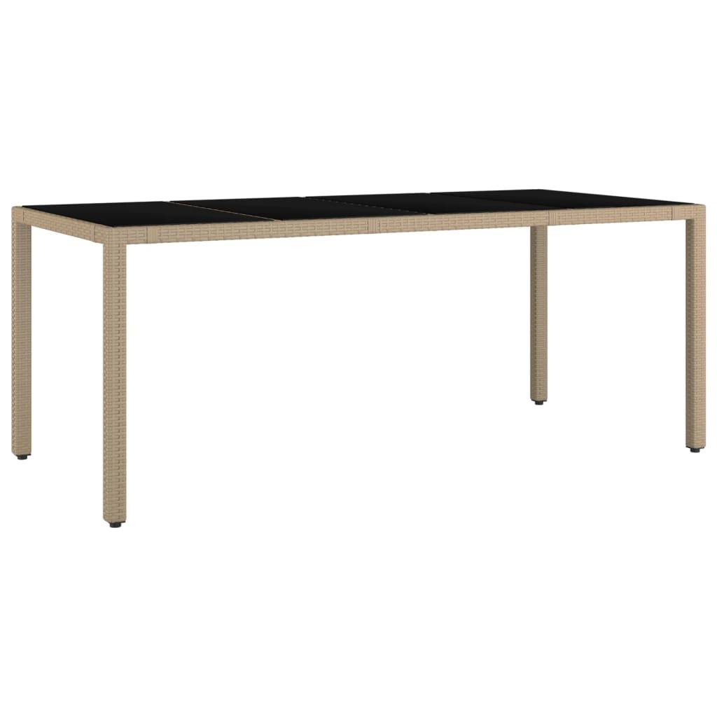 Table de jardin verre trempé et résine tressée beige 190 x 90 x 75 cm - PANGIVO - Image 2