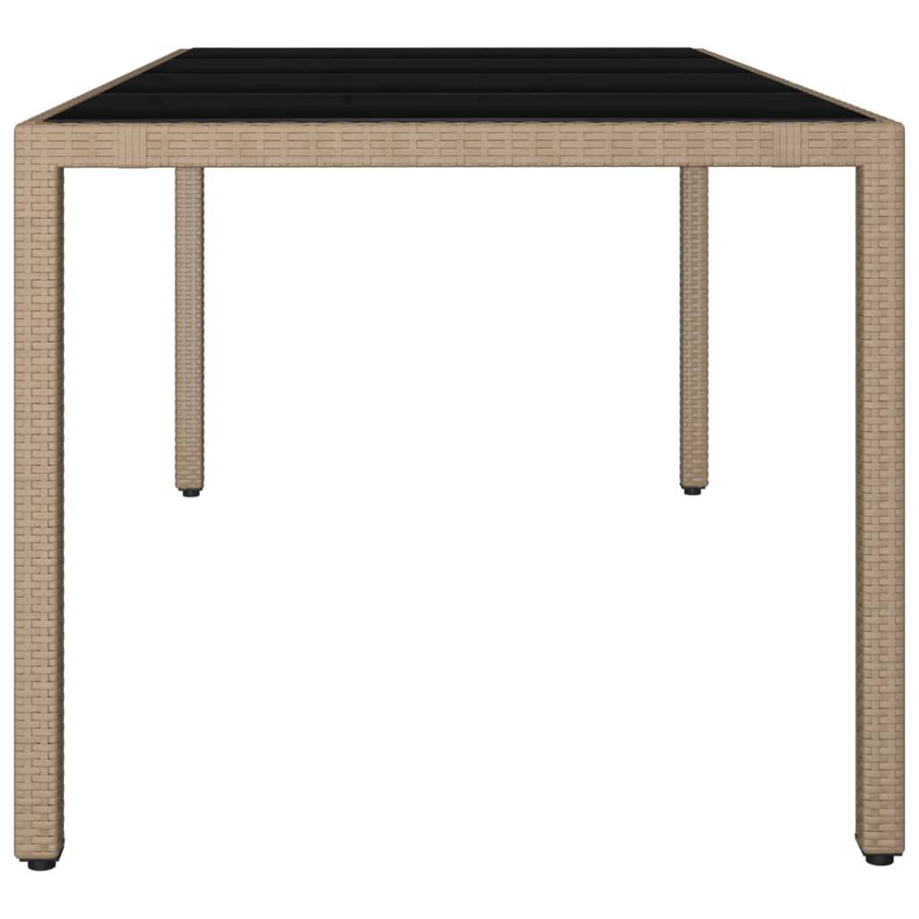 Table de jardin verre trempé et résine tressée beige 190 x 90 x 75 cm - PANGIVO - Image 4