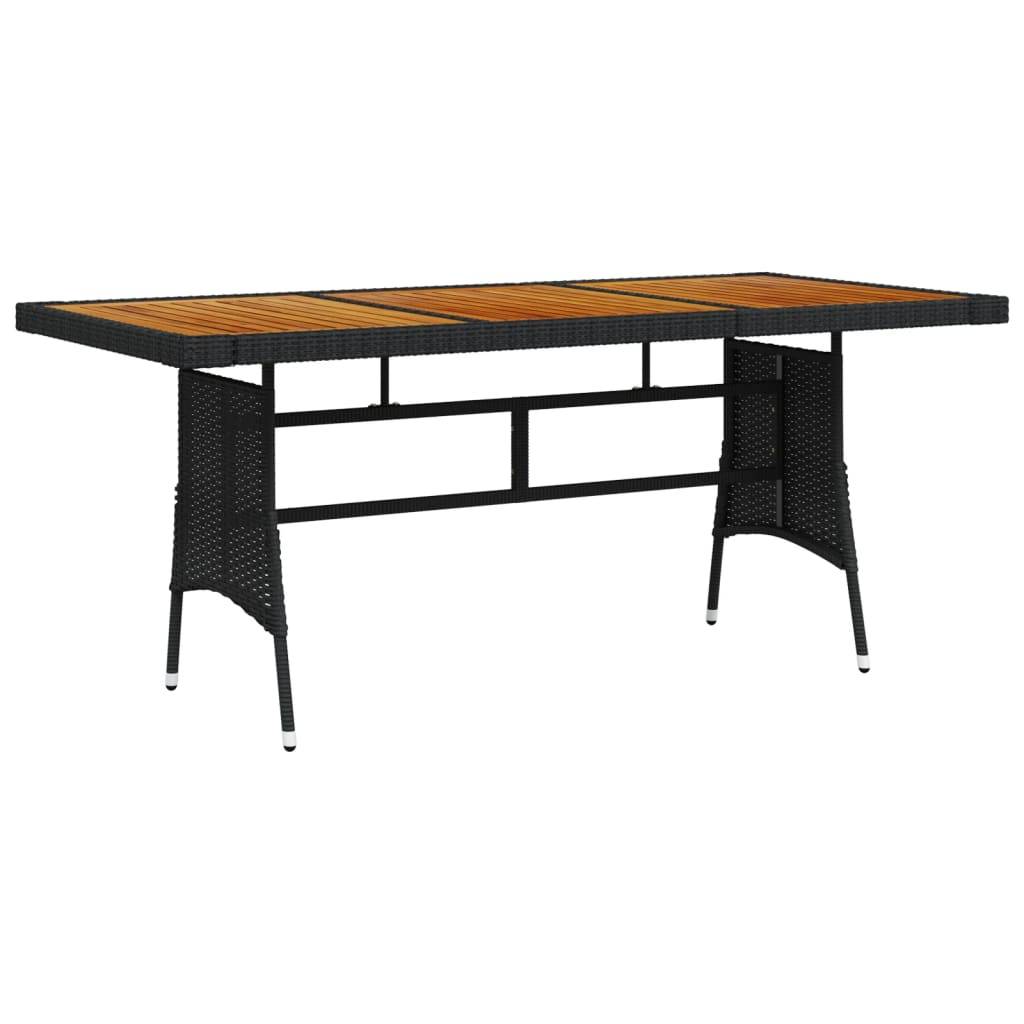 PANGIVO - Table de jardin noire résine tressée et acacia 160 x 70 x 72 cm - PANGIVO - Image 1