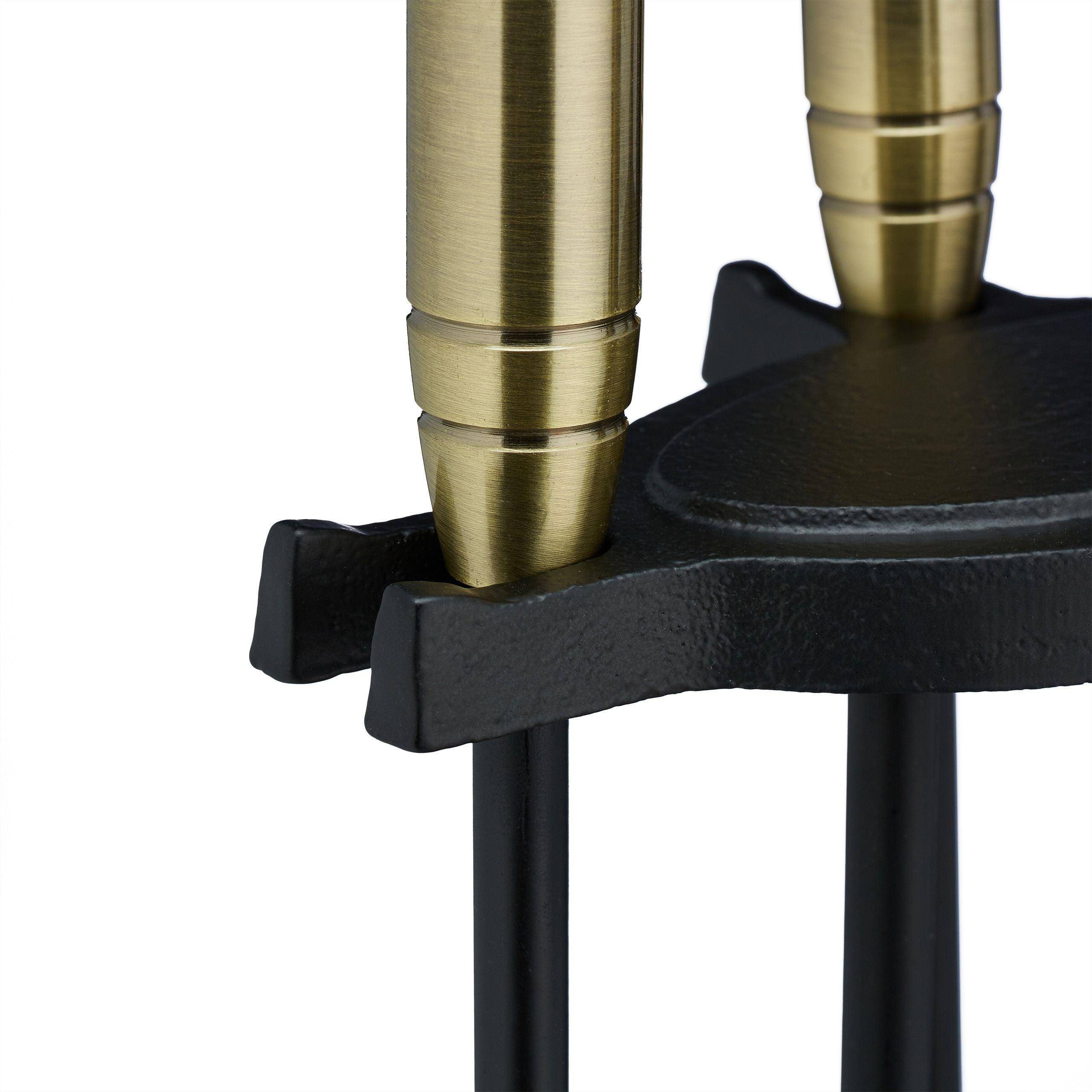 Ensemble Serviteur De Cheminée 5 Pièces Accessoire Acier Pince Pelle Balai Tisonnier Noir 13 0002448