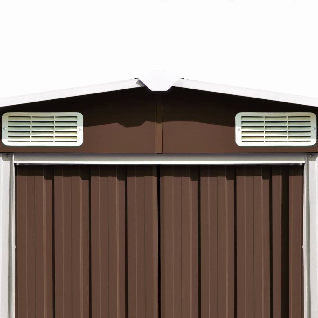 Helloshop26 - Abri de jardin cabane cabanon maison de stockage remise extérieur hangar outils robuste 257 x 489 x 181 cm métal marron - Imagen 5