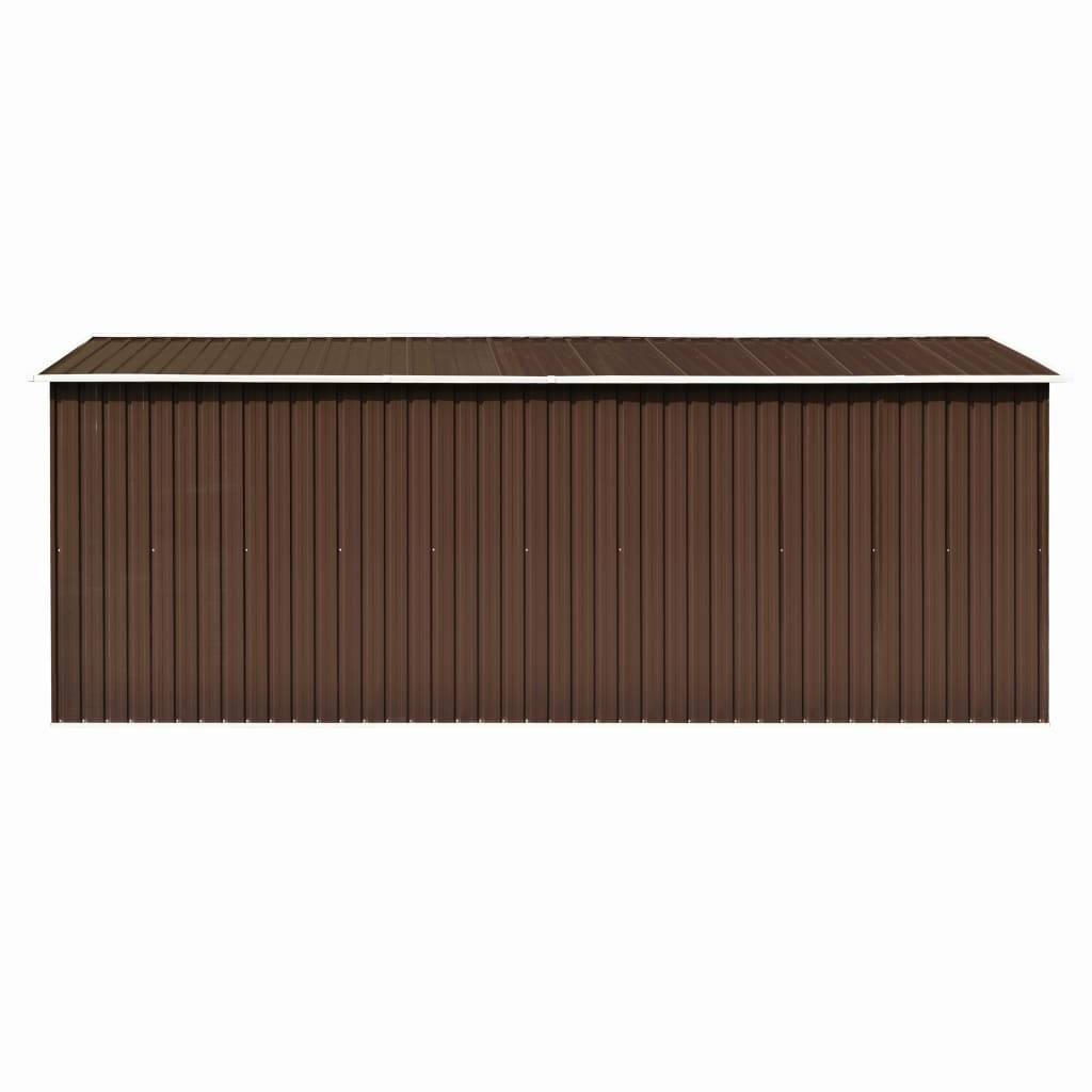 Helloshop26 - Abri de jardin cabane cabanon maison de stockage remise extérieur hangar outils robuste 257 x 489 x 181 cm métal marron - Imagen 4