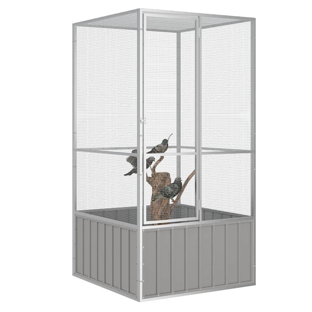 Vidaxl - Cage à oiseaux Gris 111x107x211,5 cm Acier galvanisé vidaXL 171551 - Image 2