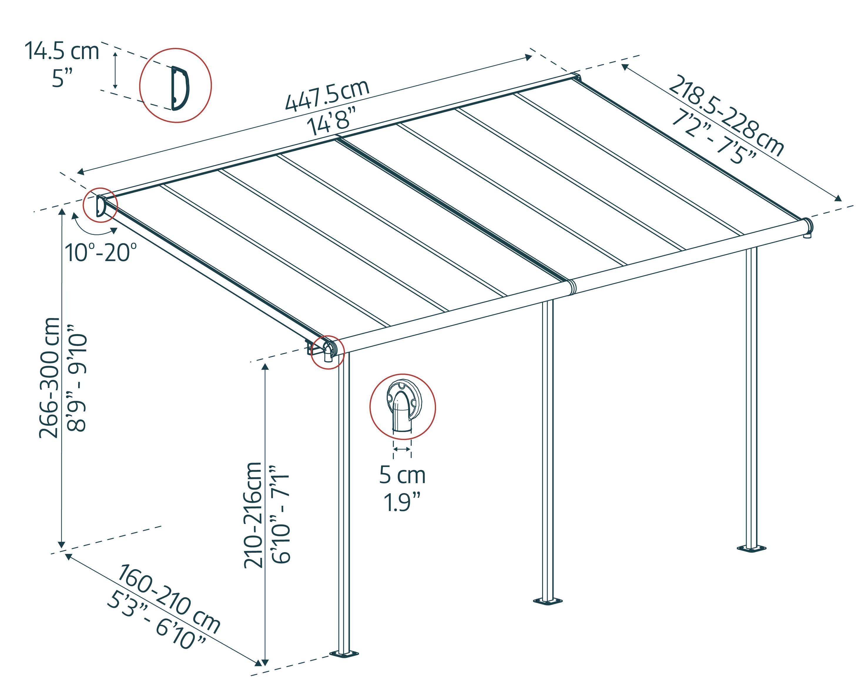 Canopia - Canopia Pergola Sierra 2,2X4,5 Grise - Imagen 5