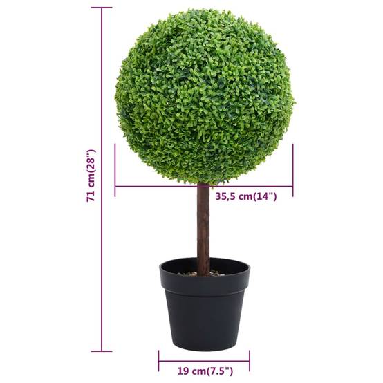 Vidaxl - Plante de buis artificiel avec pot Forme de boule Vert 71 cm - Image 3