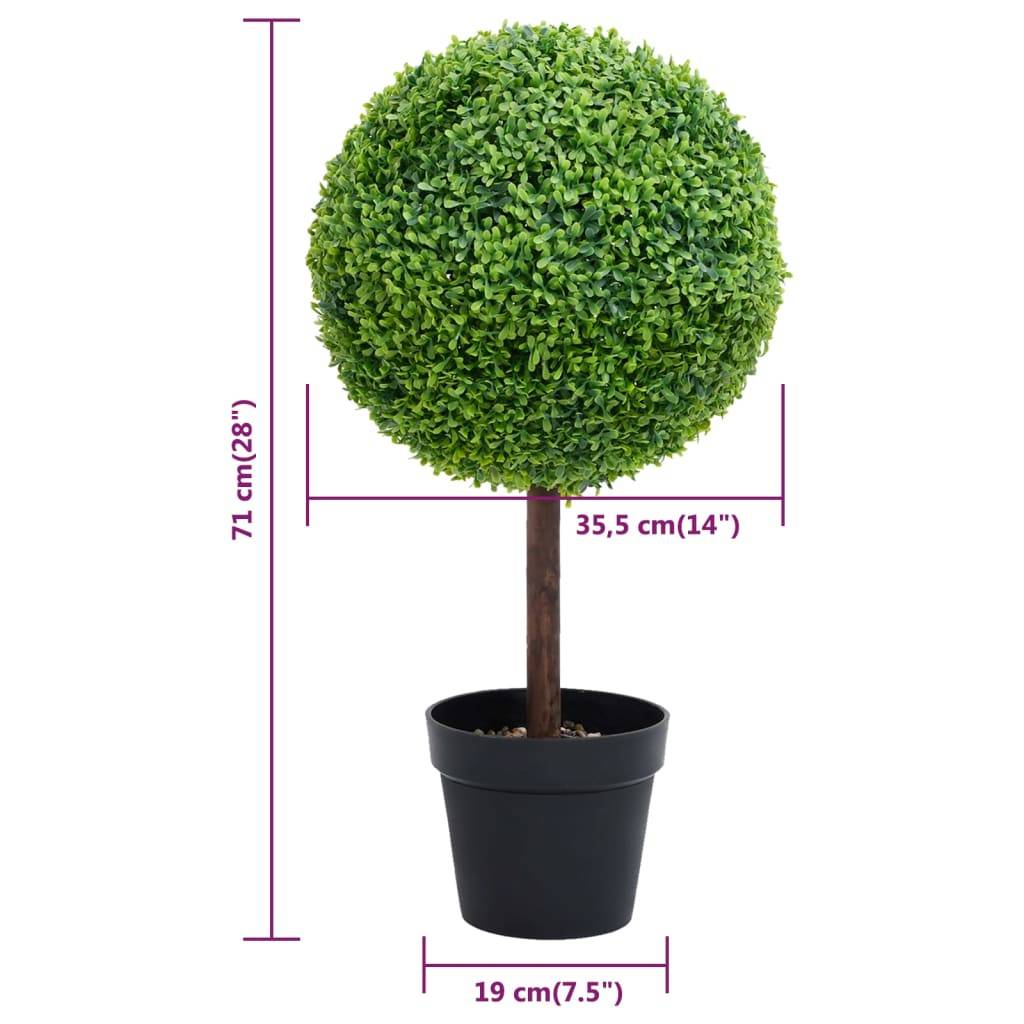 Vidaxl - Plante de buis artificiel avec pot Forme de boule Vert 71 cm - Image 3