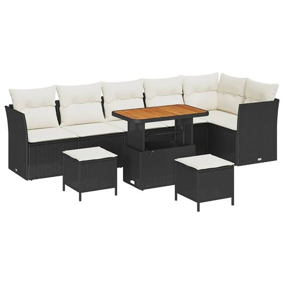 Salon de jardin bois d'acacia et polyrotin 8 places design contemporain extérieur Noir – ComfortXL Outdoor Living - Image 2