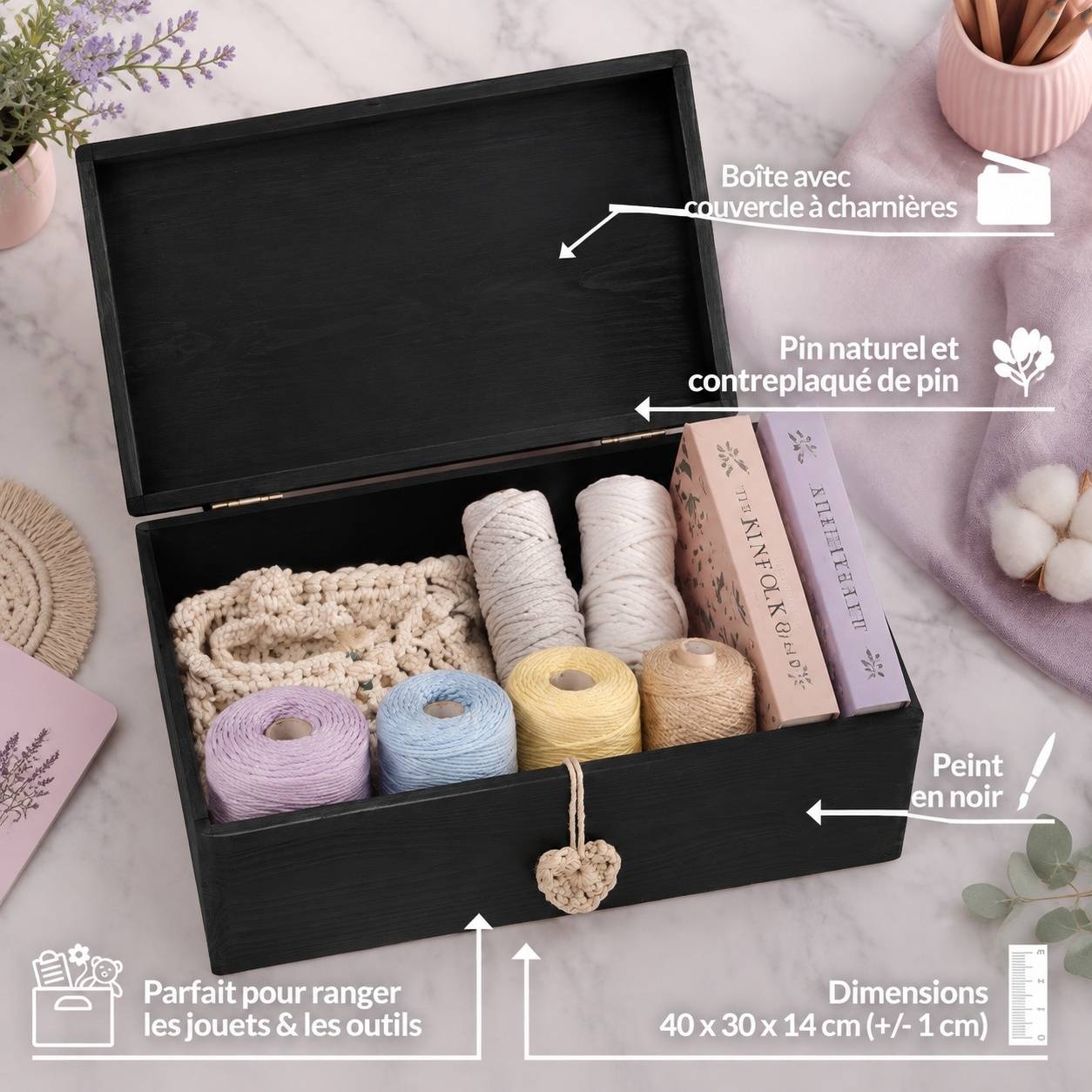 Boite de Rangement en Bois avec Couvercle pour Souvenirs et Projets Creatifs - Image 4