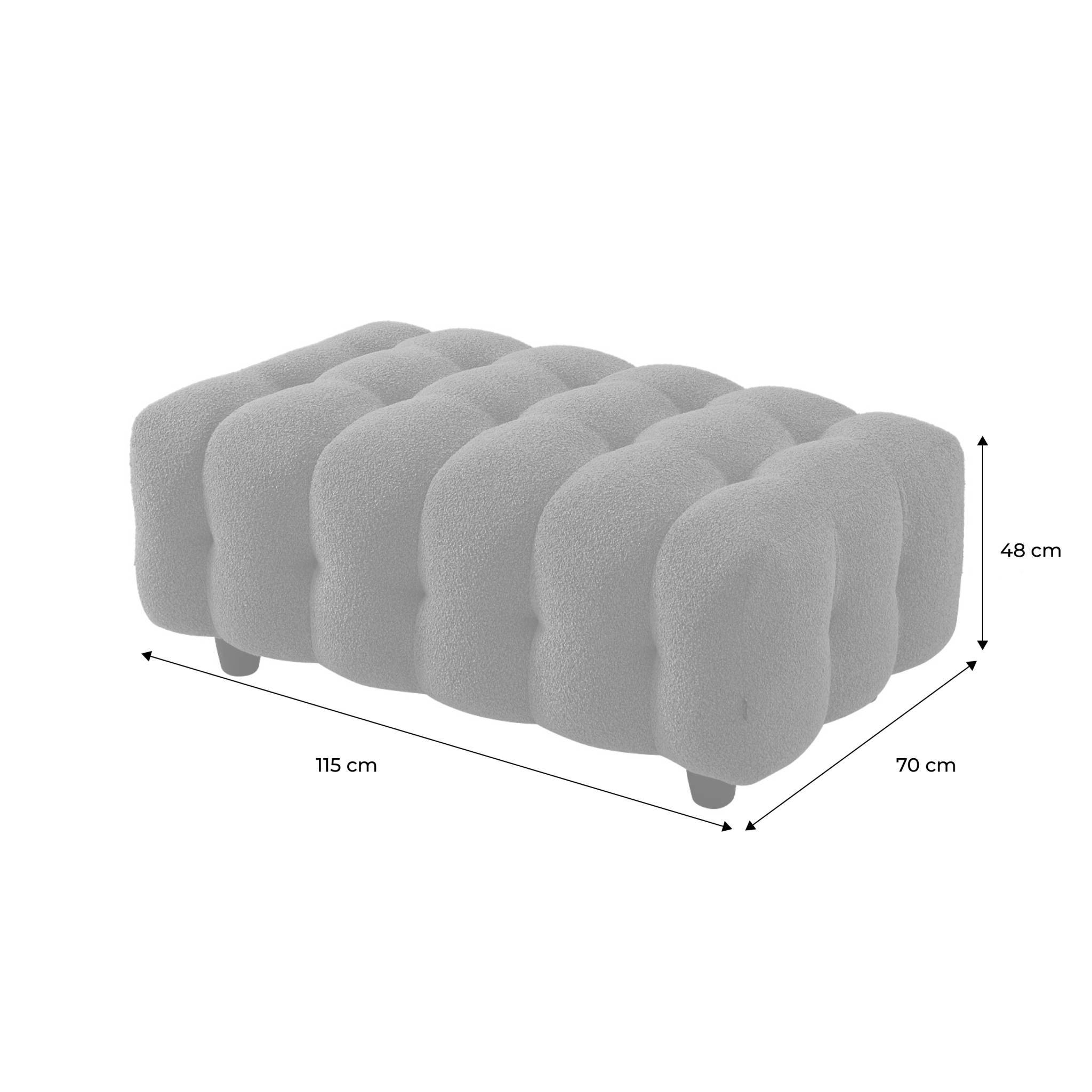 sweeek - Pouf. module pour canapé. repose-pieds pour canapé d'angle 3 places en bouclette texturée beige L 115 x P 70 x H 48cm - Leon | sweeek - Image 7