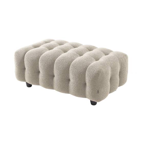 sweeek - Pouf. module pour canapé. repose-pieds pour canapé d'angle 3 places en bouclette texturée beige L 115 x P 70 x H 48cm - Leon | sweeek - Image 2