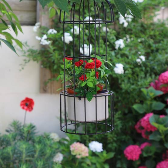 ~ Set de 2 cages en métal gris Ht.53-68 cm Chemin de campagne - Imagen 6