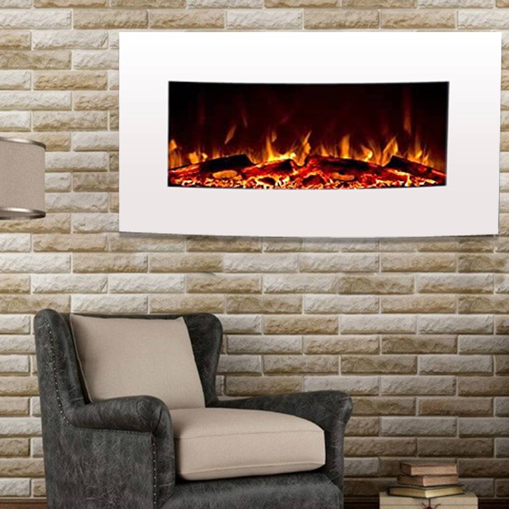 Cheminée électrique Murale Vénézia Blanche 90 cm Effet Flammes Breakling - Imagen 3