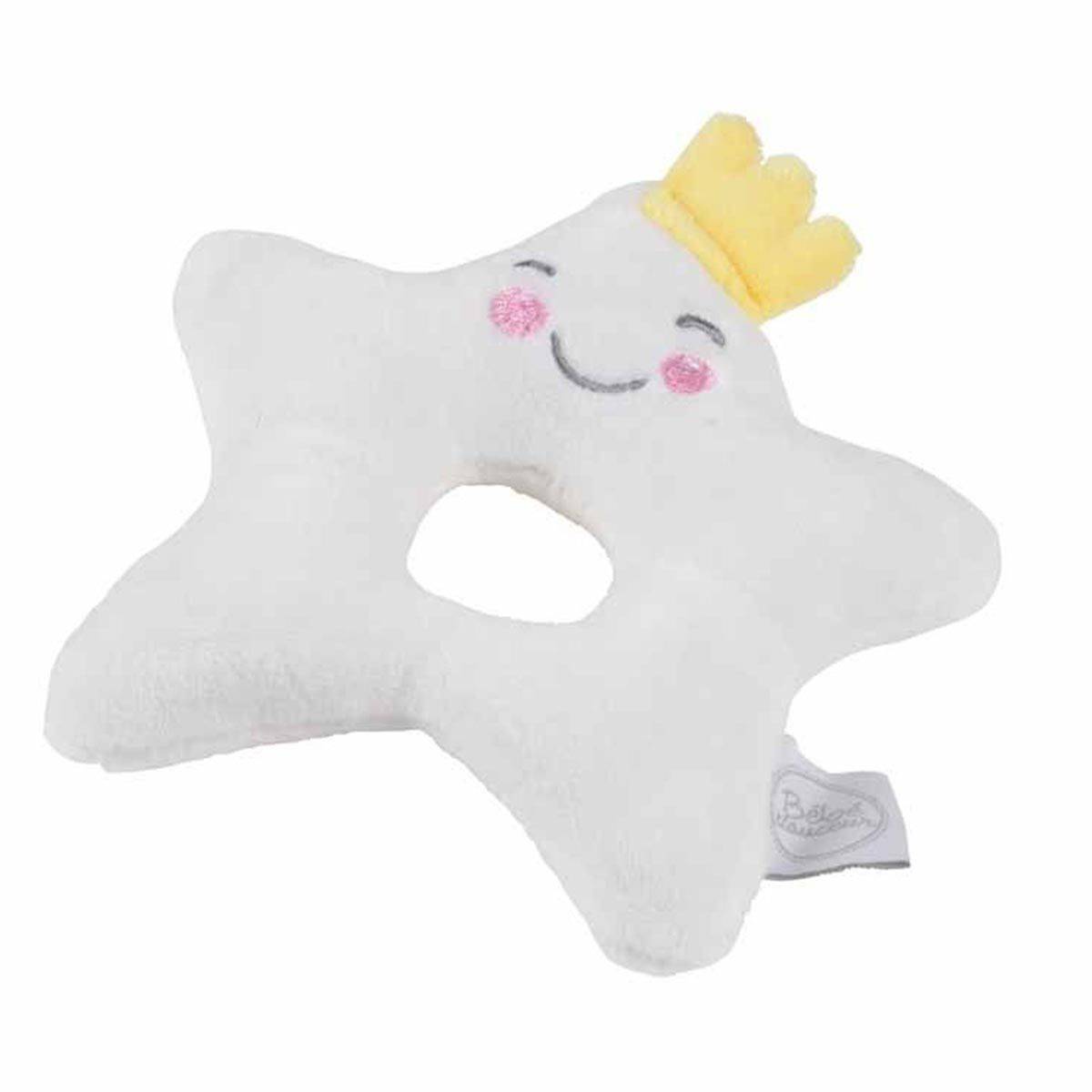 Doudou avec Hochet "Étoile" 12cm Blanc - Image 1