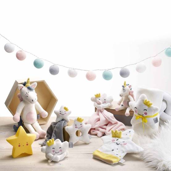 Doudou avec Hochet "Étoile" 12cm Blanc - Image 2