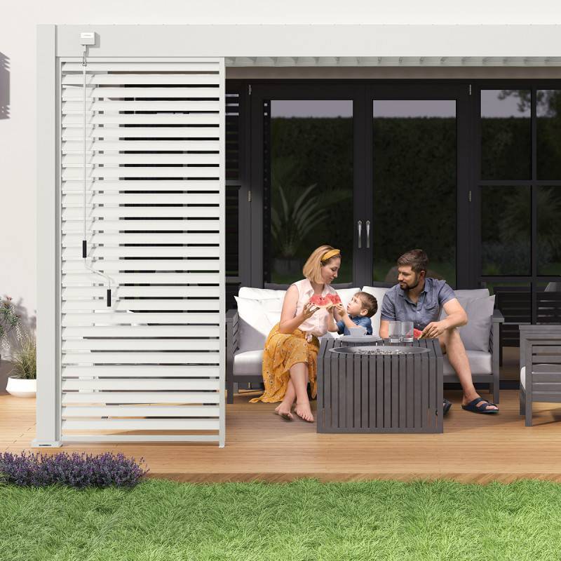 Ombrea - Pergola bioclimatique Ombréa adossée VS 3x4M Blanc + 1 store 4M blanc - Image 2