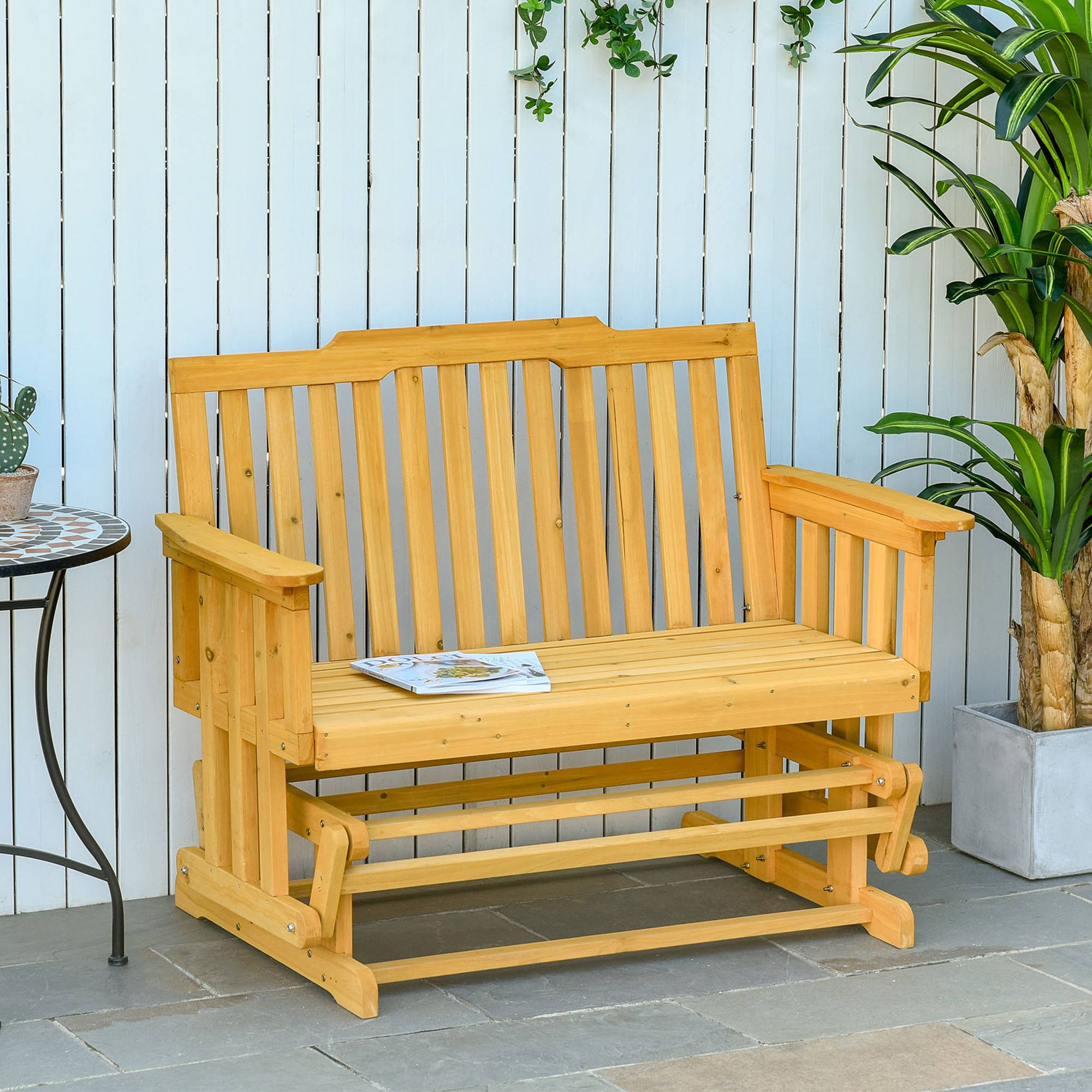 Outsunny - Banc à bascule de jardin 2 places style rural chic bois massif sapin pré-huilé - Outsunny - Imagen 2
