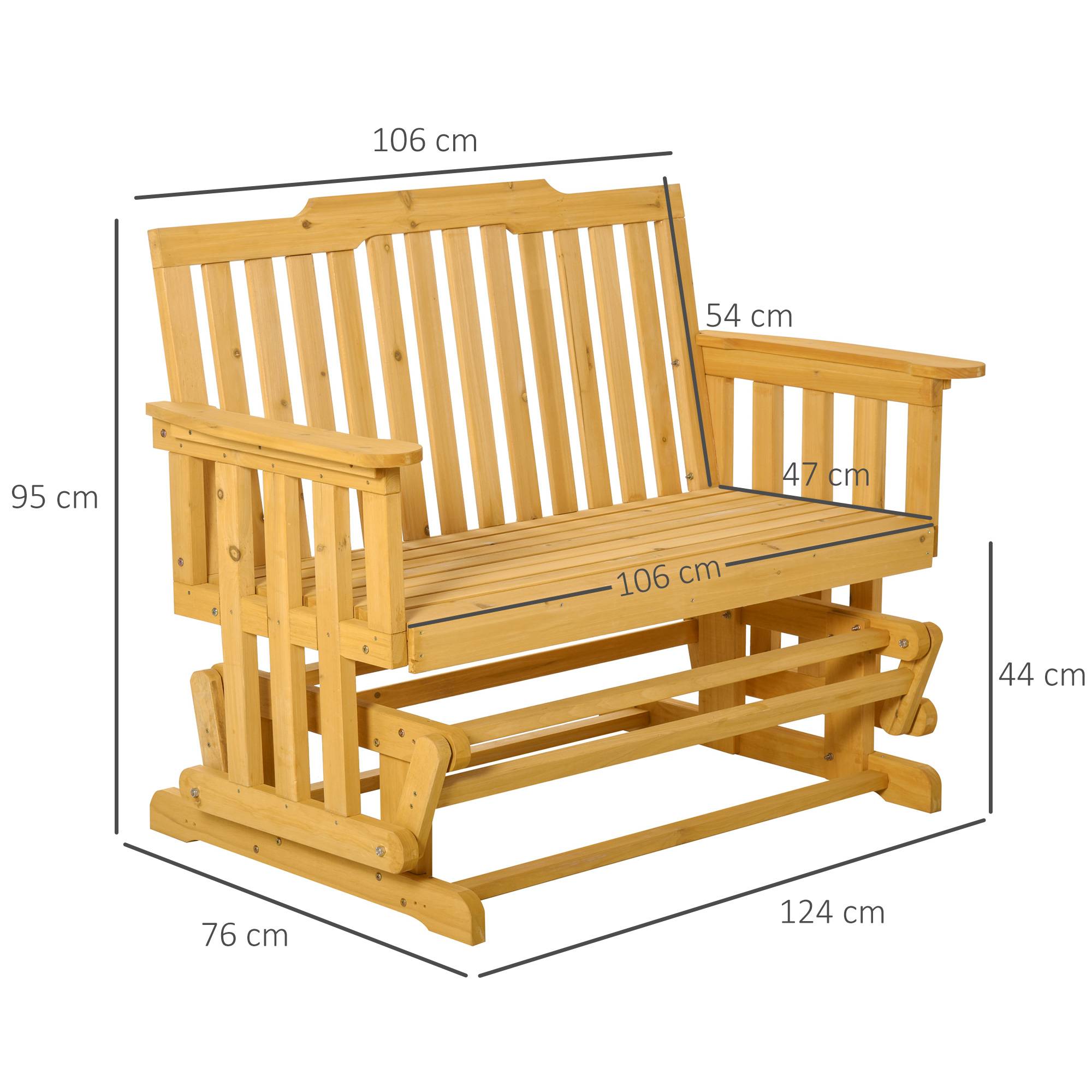 Outsunny - Banc à bascule de jardin 2 places style rural chic bois massif sapin pré-huilé - Outsunny - Imagen 3