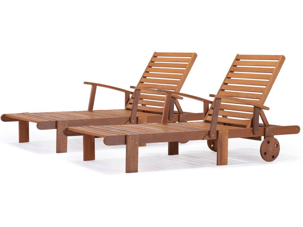 Habitat Et Jardin - Bain De Soleil Pliant En Bois Exotique "tokyo" - Maple - Marron Clair - Lot De 2 -habitat Et Jardin - Imagen 1