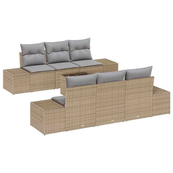 ComfortXL - Salon de jardin 6 places en polyrotin beige modulable avec coffre de rangement et table basse – ComfortXL Outdoor Living - Image 2