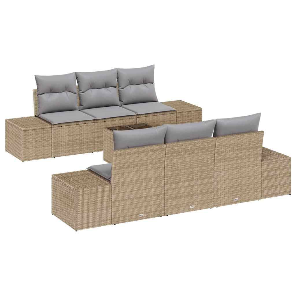 ComfortXL - Salon de jardin 6 places en polyrotin beige modulable avec coffre de rangement et table basse – ComfortXL Outdoor Living - Image 2