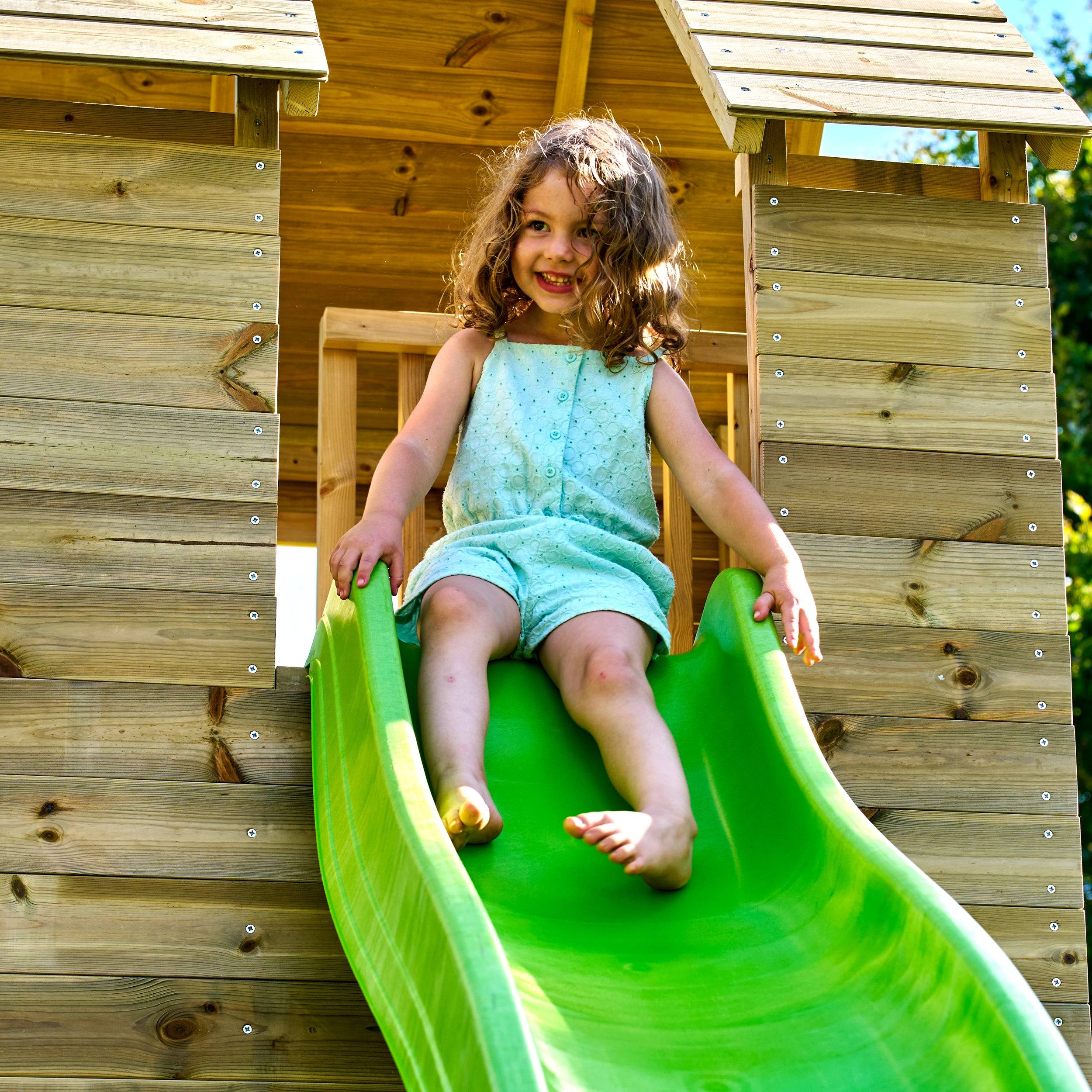 Tp Toys - Cabane enfant avec étage et toboggan vert pomme - bois FSC® - LOFT - Imagen 4