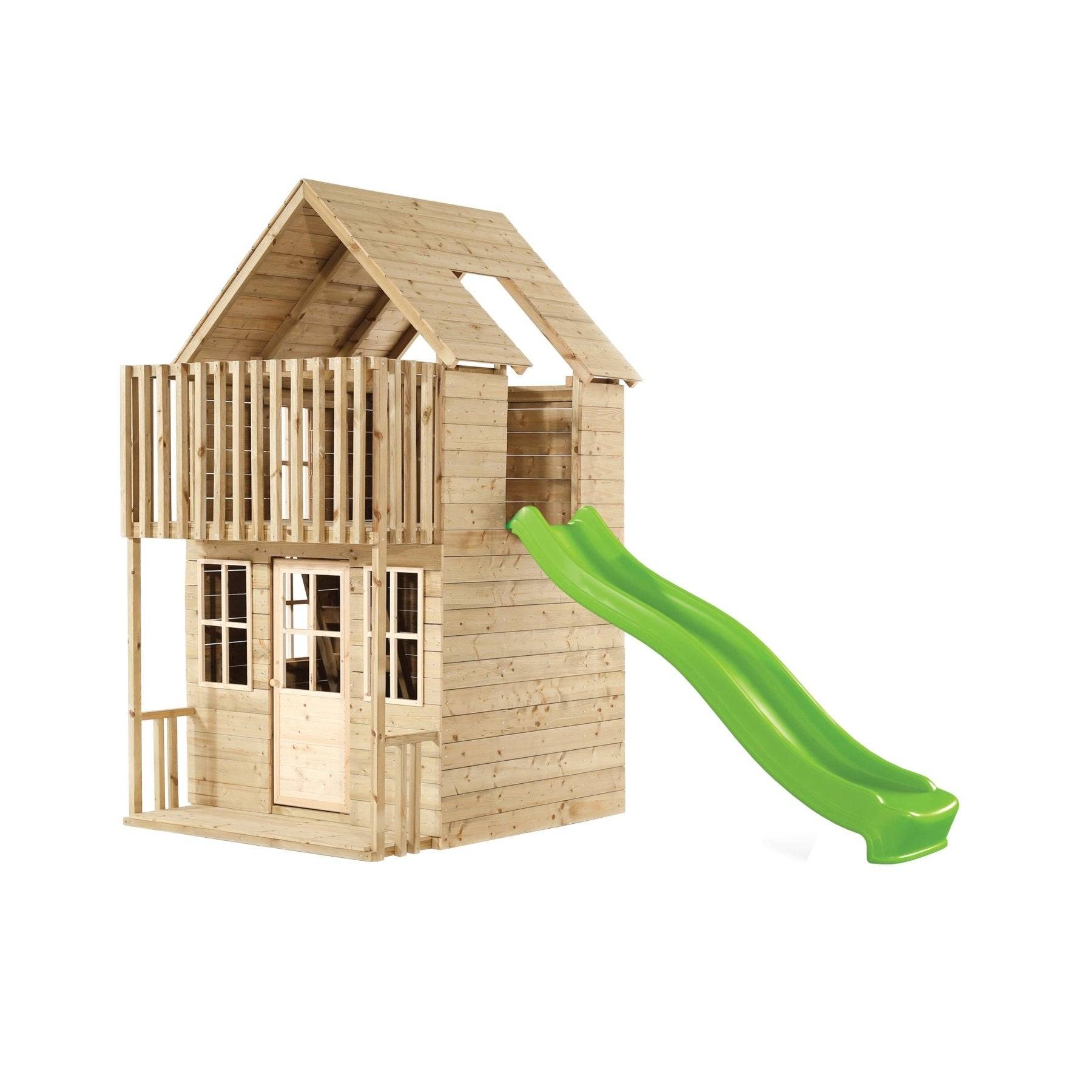 Tp Toys - Cabane enfant avec étage et toboggan vert pomme - bois FSC® - LOFT - Imagen 2