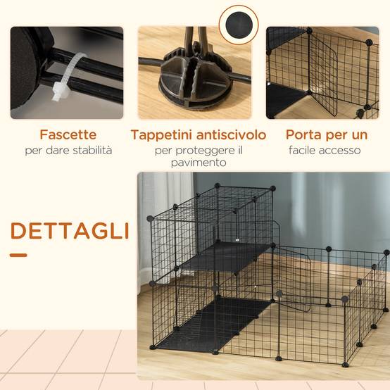 Enclos lapins acier pour cochons d'Inde parc intérieur modulable 105x105x70cm noir - ComfortXL Outdoor Living - Image 9