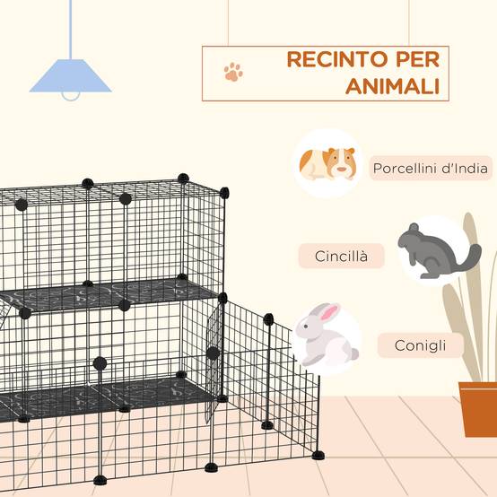 Enclos lapins acier pour cochons d'Inde parc intérieur modulable 105x105x70cm noir - ComfortXL Outdoor Living - Image 7