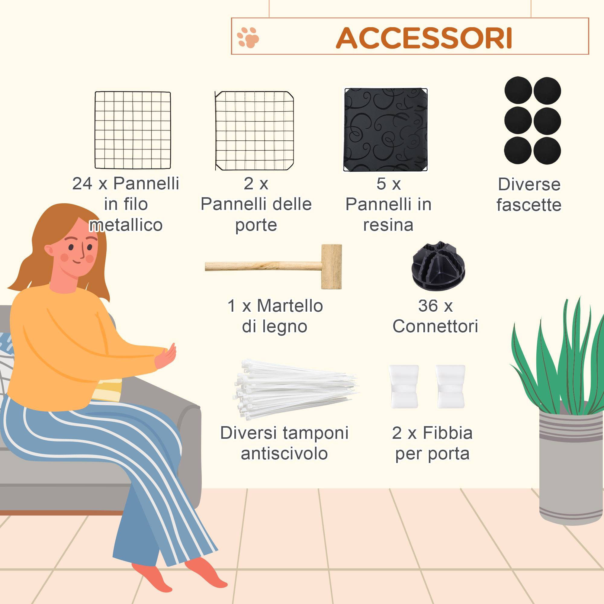 Enclos lapins acier pour cochons d'Inde parc intérieur modulable 105x105x70cm noir - ComfortXL Outdoor Living - Image 8