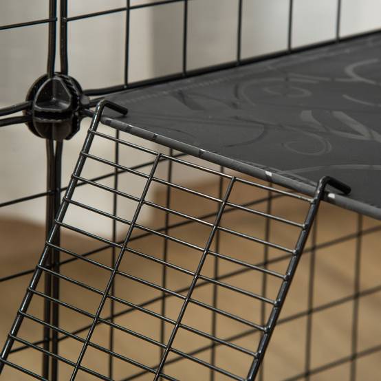 Enclos lapins acier pour cochons d'Inde parc intérieur modulable 105x105x70cm noir - ComfortXL Outdoor Living - Image 10