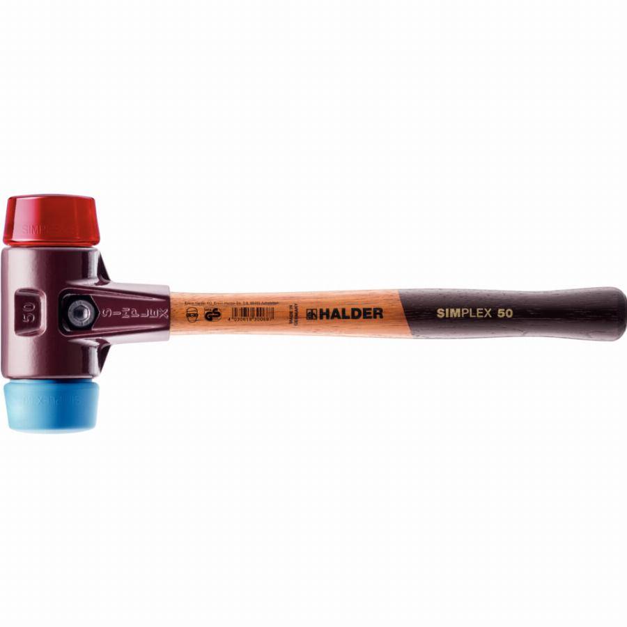 Maillet HALDER SIMPLEX TPE souple / plastique avec boîtier en fonte malléable et manche en bois - D=60 mm - 3016.060